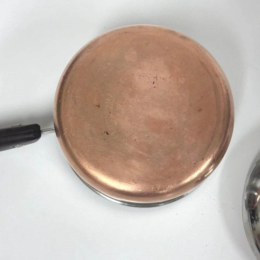 Vintage Revere Ware Copper Bottom Pot 1 Pint double ring pre 1968